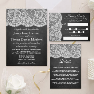 Invitación La colección de Bodas de Chalkboard y Lace