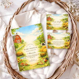 Invitación Ducha de Bebé en el Camino Soleado de la Granja