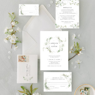 Invitación Elegante color de agua de la vegetación de la tier