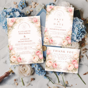 Tarjeta De Agradecimiento Boda floral de tulipán elegante con tono rosado