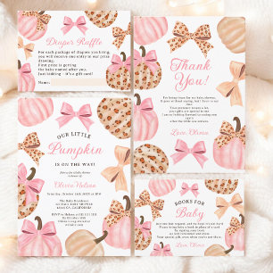Tarjeta De Agradecimiento Cute Coquette Pink Bow Leopardo Pumpkin ducha bebé
