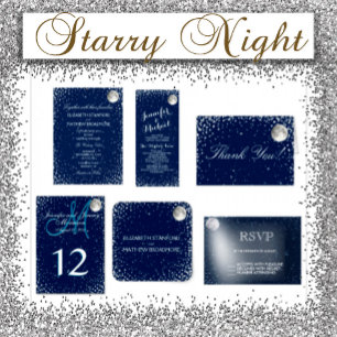 Invitación a la boda   Luna de noche estrellada