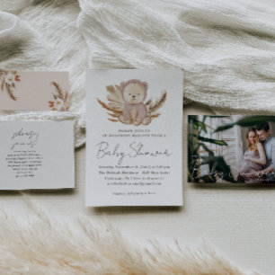Invitación Tipografía moderna con foto de Baby Shower