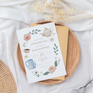 Invitación de Baby Shower por la tarde al té