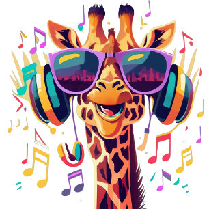 Pegatina Cuadrada Giraffe de Fiesta colorido de Guay con audífonos