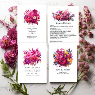 Invitación Boda floral Viva Magenta