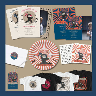 Invitación Foto de cumpleaños de niños guerreros de Ninja