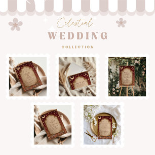 Tarjeta De Agradecimiento Boda Barroca Celestial Borgoña