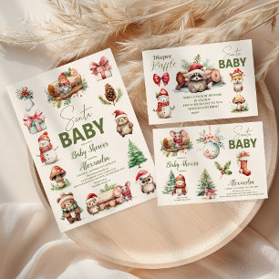 Tarjeta De Recepción Santa Baby Woodland Winter Diapper Raffle