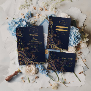 Invitación Boda Nocturna del Faro de Oro