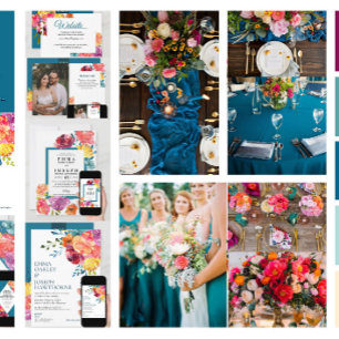 Invitación Verano brillante Boda floral clásico colorido I