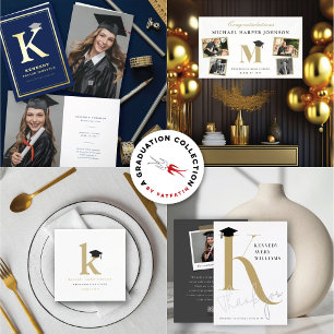 Invitación Purpurina de oro Monograma Alfabeto M Grado modern