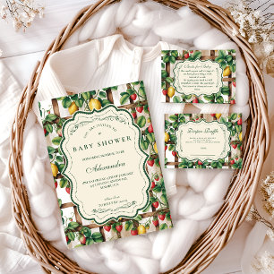 Invitación Ducha de bebé del jardín de frutas del país
