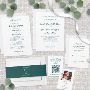 Invitación Boda formal clásico elegante verde esmeralda