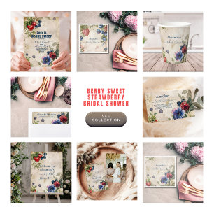 Invitación Vintage Berry Sweet Strawberry Bridal Shower