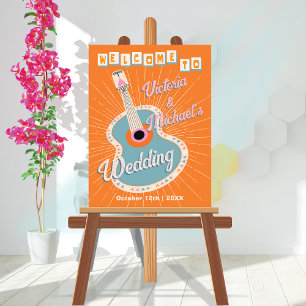 Invitación Boda de guitarra occidental audaz y colorido