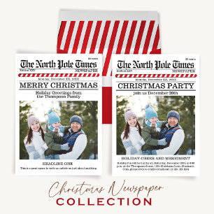 Tarjeta Festiva Merry Christmas Multi Photo Fun North Pole News