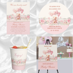 Invitación Cute Teddy Bearly Wait Chica Rosado Baby Shower
