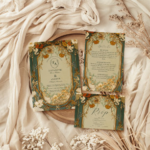 Tarjeta De Confirmación De Asistencia Celebración Art Nouveau de Bodas florales