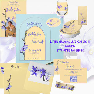 Invitaciones Acrílicas Boda de orquídeas solares amarillas y de color lag