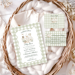 Servilleta De Papel Ducha de bebé Silly Goose en Sage Gingham