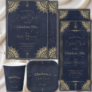 Servilleta De Papel Sol celeste oscuro y ducha de brunch nupcial lunar