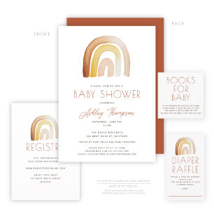 Tarjeta De Recepción Cute Boho Rainbow Diaper Raffle Baby Shower