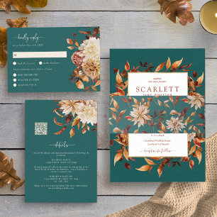 Invitación de boda Teal todo en uno