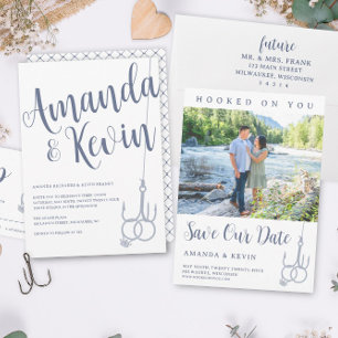 Invitación Sencillo Boda de anzuelo de pesca Anillos Sage Mos