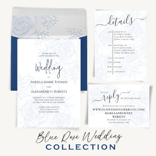 Invitación Clásica elegante tipografía audaz Dusty Blue RSVP