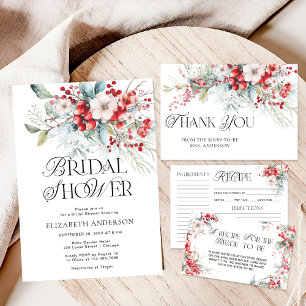 Tarjeta de receta de ducha de novia floral de invi