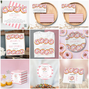 Tarjeta De Recepción Boleto moderno de Donut Baby Shower Sprinkle Raffl
