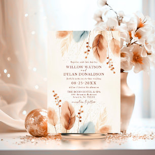 Pegatina Redonda Boho Watercolor Terracotta Pampas Grass Gracias