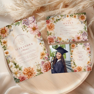 Tarjeta De Agradecimiento Magnífica graduación del Jardín de Flores Silvestr