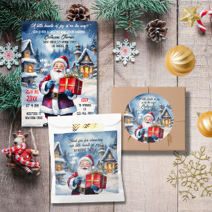 Pegatina Redonda Navidades de Winter Wonderland Santa Baby Shower