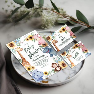 Invitación Baby Shower Cute Safari Animal Greeneration