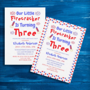 Invitación El tercer cumpleaños de Little Firecracker
