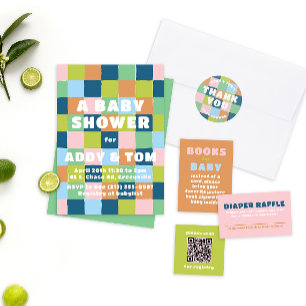 Invitación Colorful Fun Sexo Neutral Bloquea Baby Shower