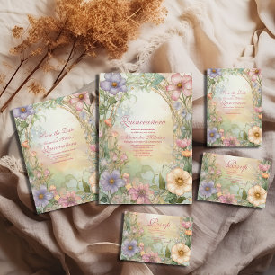 Tarjeta De Confirmación De Asistencia Celebración de Quinceanera floral rosa de Rubor