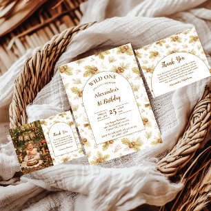 Tarjeta De Agradecimiento Cumpleaños Neutral Woodland Wild One