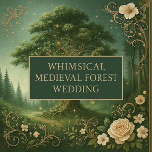 Invitación Fantasía mística medieval grabando Boda forestal