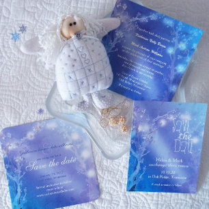 Invitación Puerta del Boda azul Shimmering del amanecer
