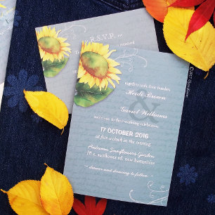 Invitación Boda de girasol amarillo jade gris