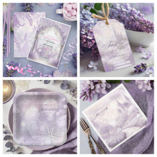 Invitación Jardín de cuento de hadas Quinceanera Lavender/Lil