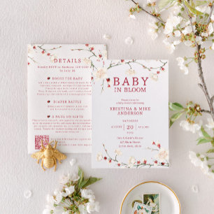 Bebé en la invitación a la ducha con flores de cer