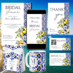 Tarjeta De Recepción Registro de regalos de azulejos azules de Amalfi e