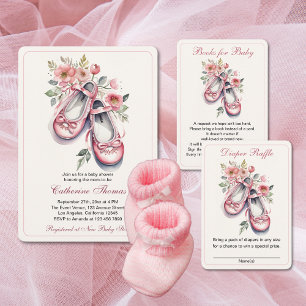 Tarjeta De Recepción Ballerina rosa vintage zapatillas Chica Diaper Raf