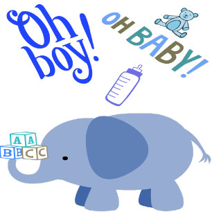Etiqueta de arte de elefante azul para baby shower