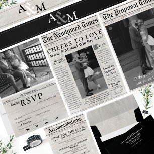 Invitación a matrimonio fotográfico de periódico ú
