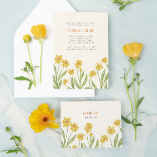 Tarjeta De Agradecimiento Flores silvestres amarillas